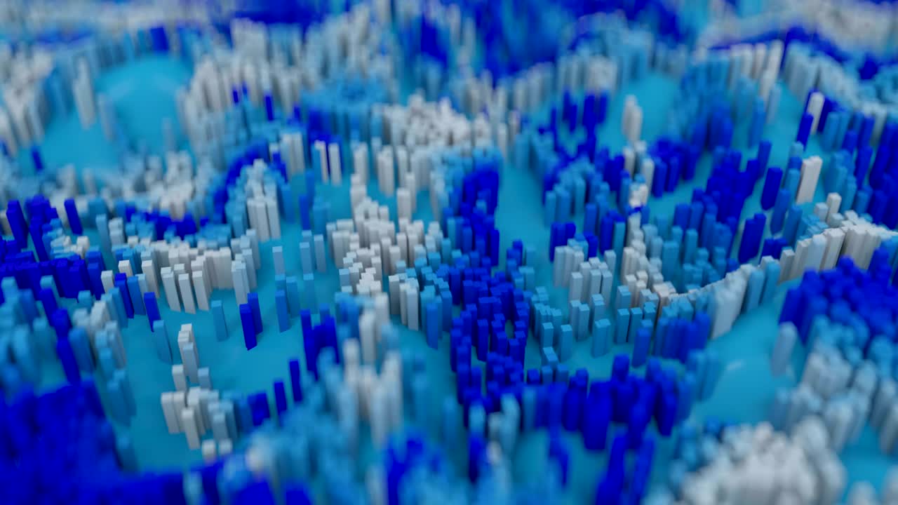 4K Color Changing Cubes On Undulating Surface.