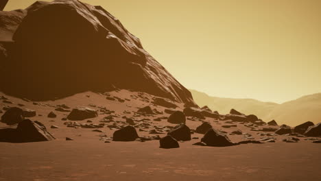 Red-planet-with-arid-landscape