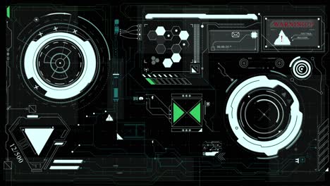 hud interface panel with complex infographic data and information elements