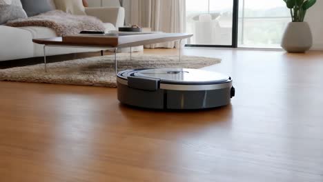 robot aspirador en una sala de estar moderna