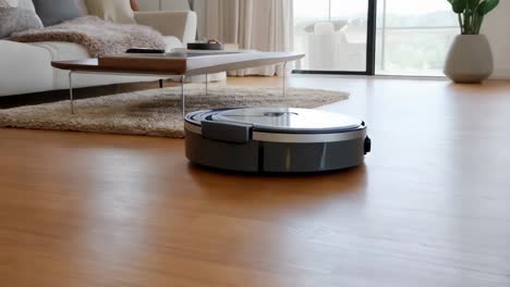 robot vacuum cleaner in a modern living room