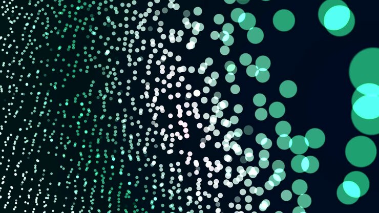 abstract bokeh background dancing particles golden blue