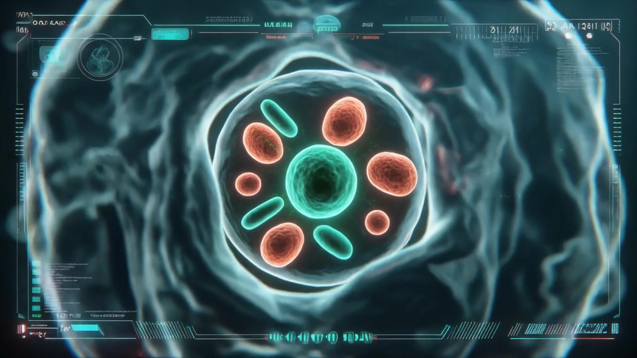 Digital visualisering af biologisk celledeling og intern struktur