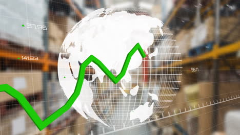 animación del procesamiento de datos financieros en todo el mundo y almacén