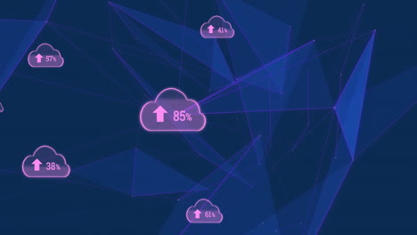 animación de iconos de medios a través de una red de conexiones