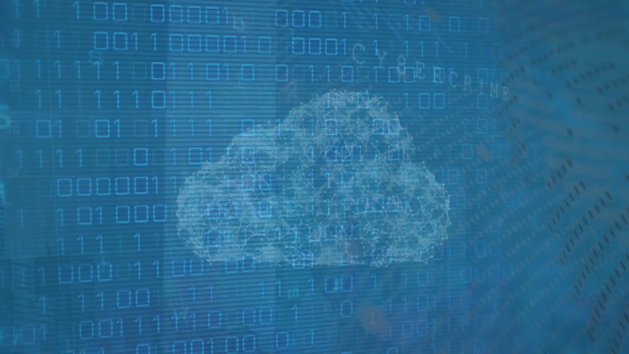 Animation of cloud and binary coding data processing