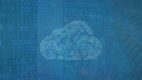 animación del procesamiento de datos en la nube y codificación binaria