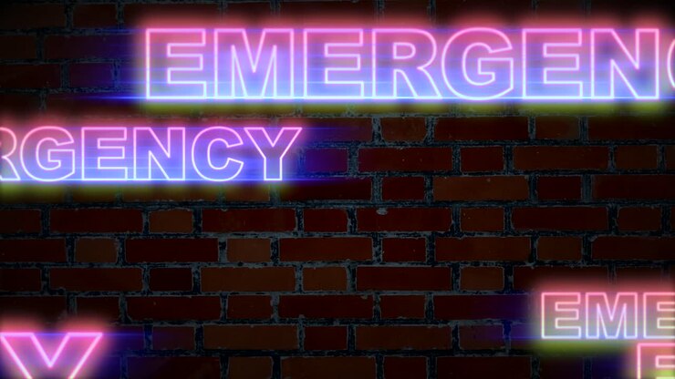 Parola animata di emergenza, animazione testuale illuminata, looping continuo