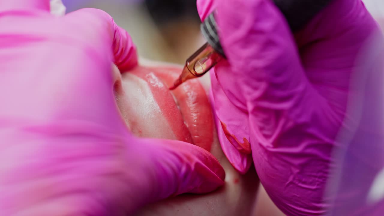 Makeup in beauty salon. Permanent makeup, treatment in beauty salon