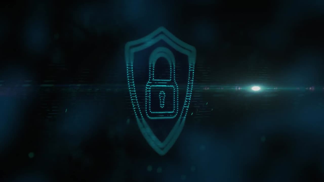 paquete de iconos de seguridad de 4 texto, icono de candado de seguridad y procesamiento digital contra fondo negro