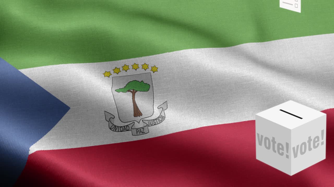 발 앞에 있는 투표용지 - 투표용지 적도기니 선택 - 선거 - 투표 - 적도 기니의 발 - 적도기니어 발 높은 세부 사항 - 국가 발 적도기니아 파동 패턴 루프 가능한 요소 - 직물 질감과 끝없는 루프