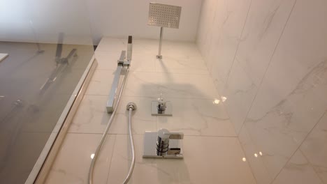 modern standup shower descending view from insid elooking up real estate smooth gimbal