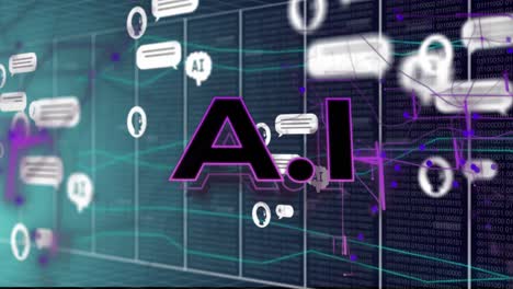 animation of ai chat and data processing over grid