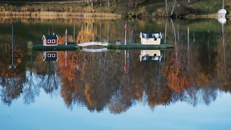 an idyllic scene in the town park in finnsnes, norway