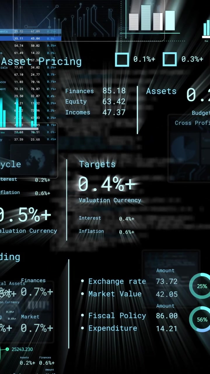 Animasjon av digital databehandling over svart bakgrunn.