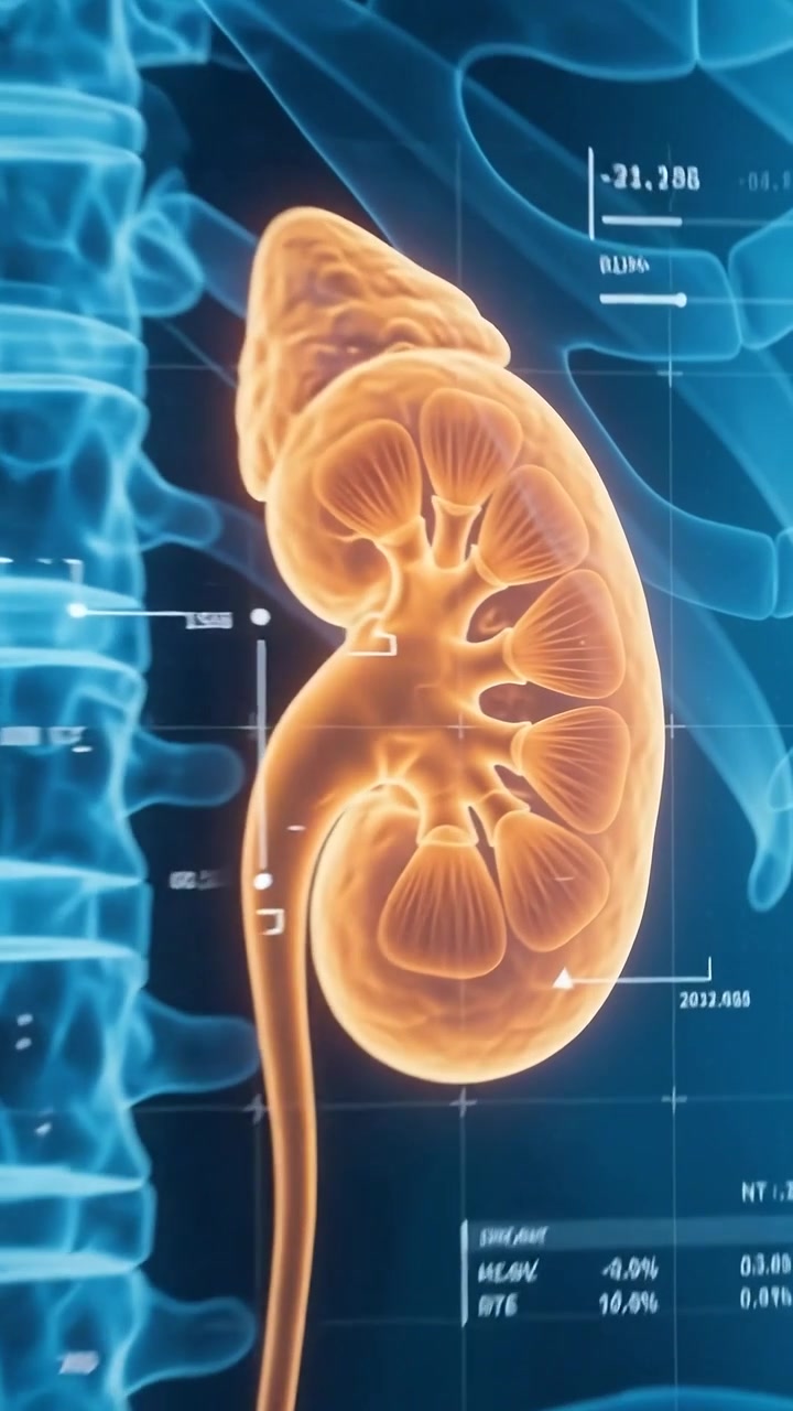 Medical Digital Scan of Human Urinary System on Monitor