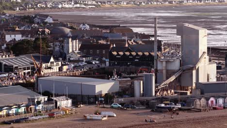 industrial plant near beach in whitstable, uk. urban and coastal setting