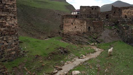 ancient ruined village in mountainous area