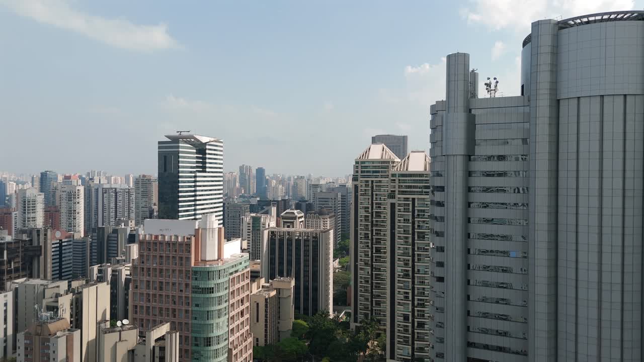 Modern Skyline Along Brigadeiro Faria Lima Avenue In Sao Paulo, Brazil. - aerial shot