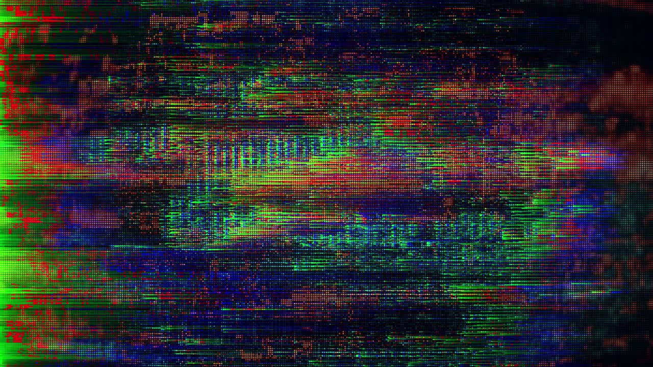 Abstract Digital Glitch Screen with Pixel Noise and Distortion