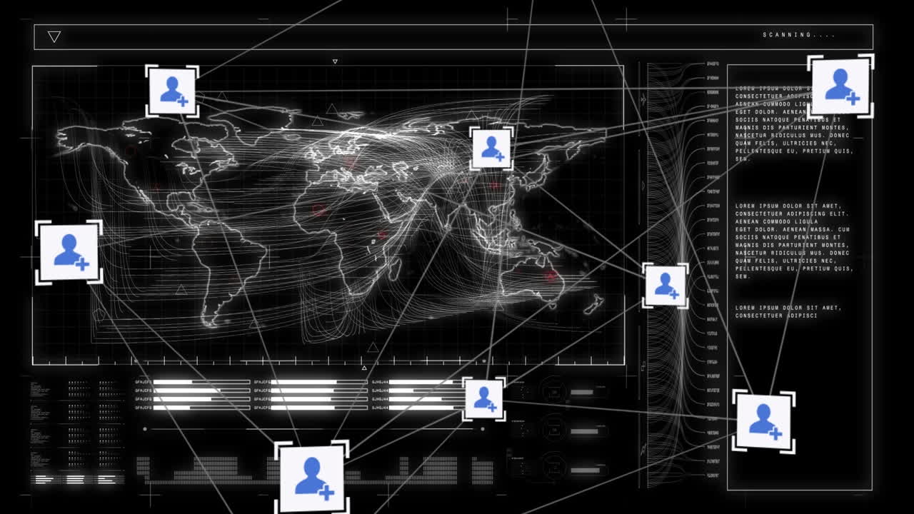 세계 지도의 애니메이션, 연결 네트워크를 통해 데이터 처리