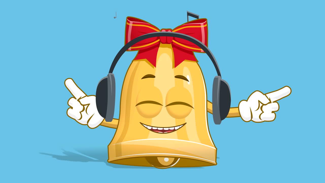 만화 크리스마스 벨 얼굴 애니메이션 알파 매트와 함께 음악을 듣기