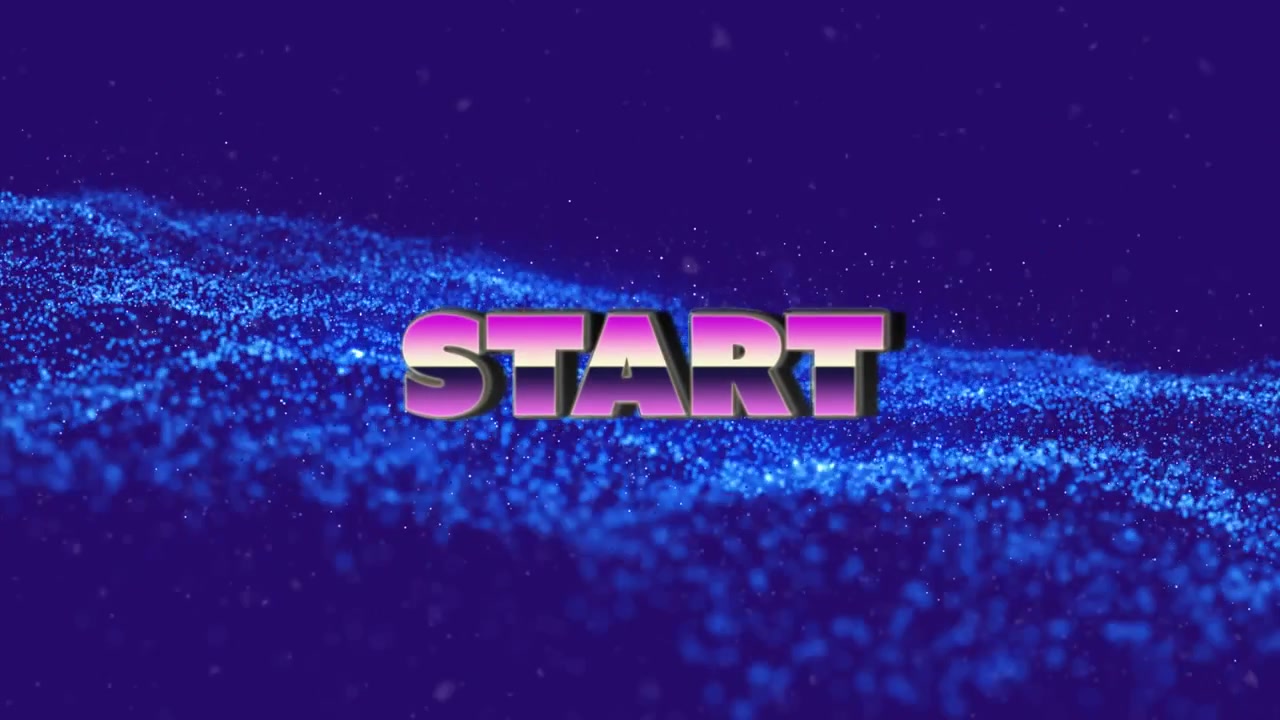 Animation of start text over purple background