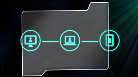 animación de iconos de medios sobre un fondo negro