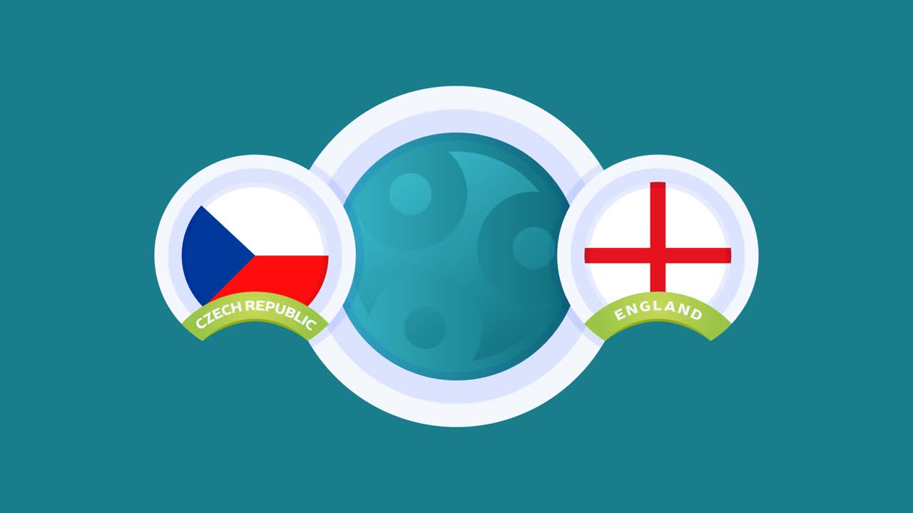 체코와 잉글랜드의 축구 경기 영상 애니메이션 축구 2020 챔피언십 경기 국가 발을 기둥에 맞대고 팀 인트로 스포츠 배경, 경쟁 4k 애니메이션