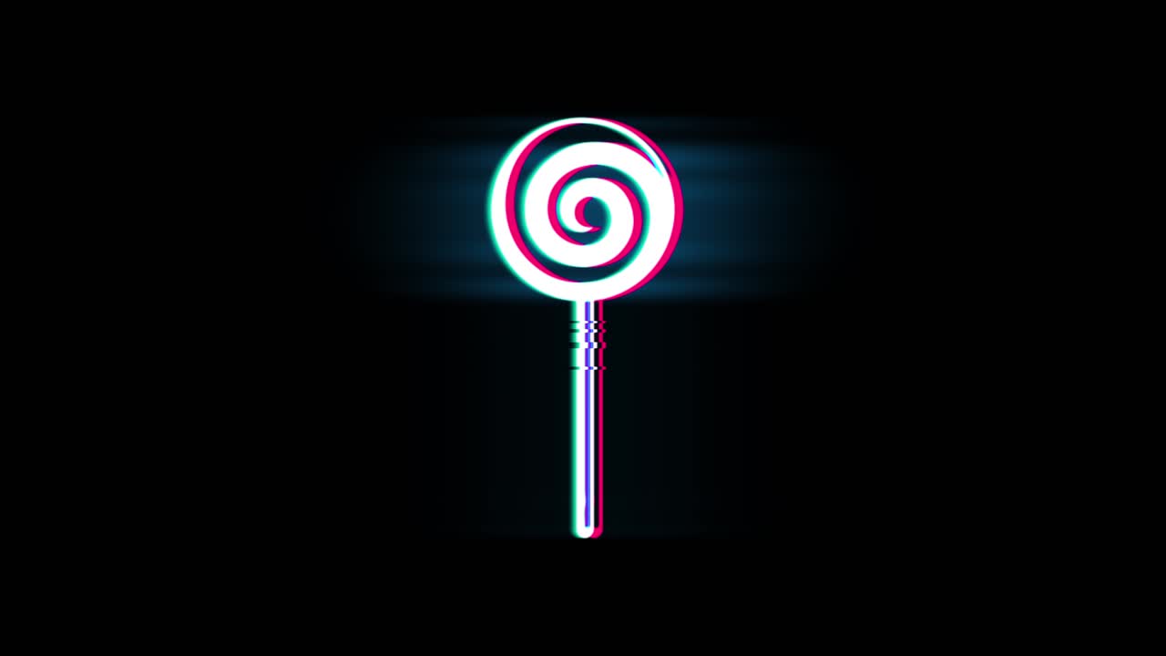 Lollipop candie symbol on glitch led screen retro vintage display animation 4k animation seamless