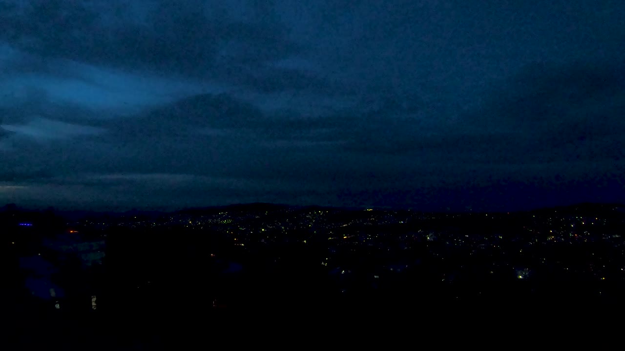 downtown city night view with house lighting time lapse at evening from mountain top video is taken at shillong meghalaya india.