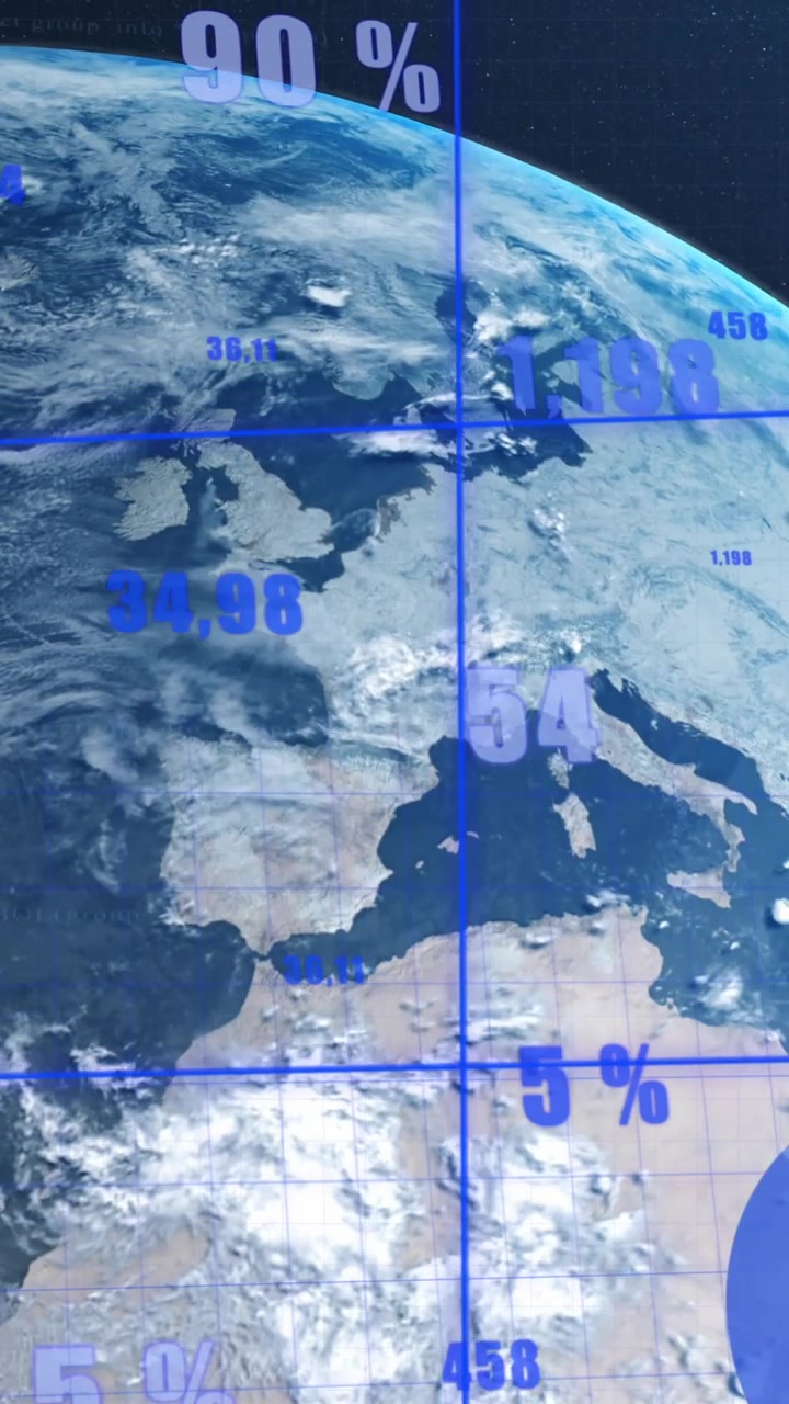 Animazione dell'elaborazione dei dati sul globo su sfondo nero.