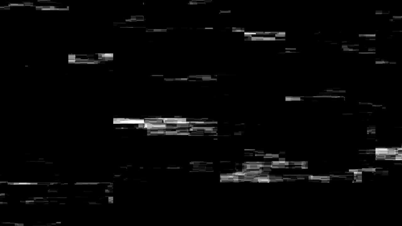 Digital signal glitch distortion displacement map vfx in black and white, seamless loop footage