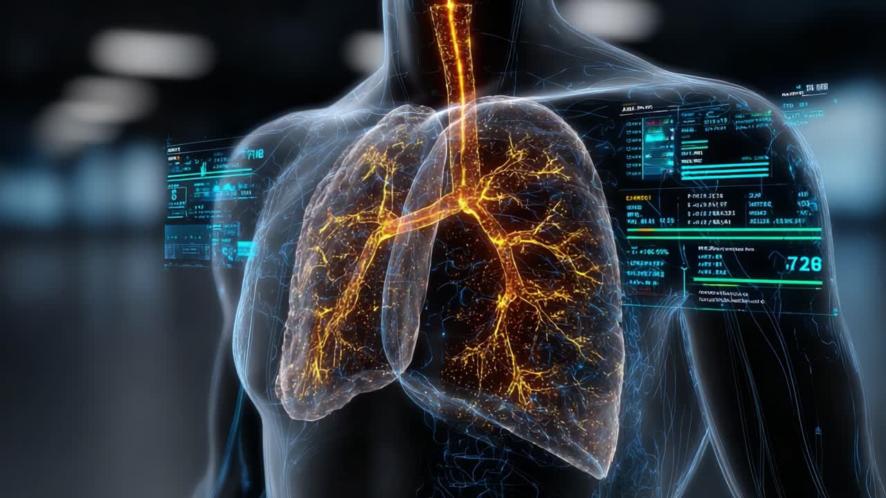 Detailed Visualization of Human Respiratory System: Analyzing Lung Functionality Through Innovative Graphical Representation and Data Insights in a Futuristic Setting