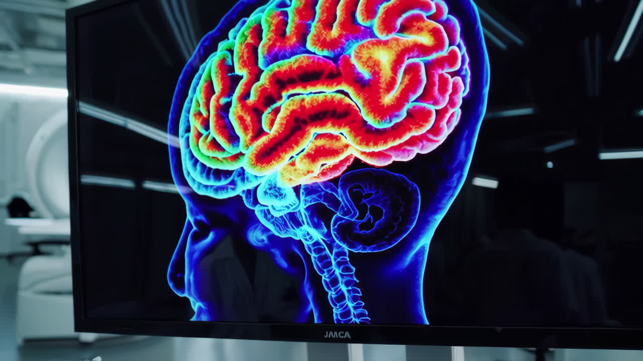 Medical professional viewing brain scan