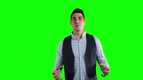 Animation-of-a-Caucasian-man-talking-in-a-green-background