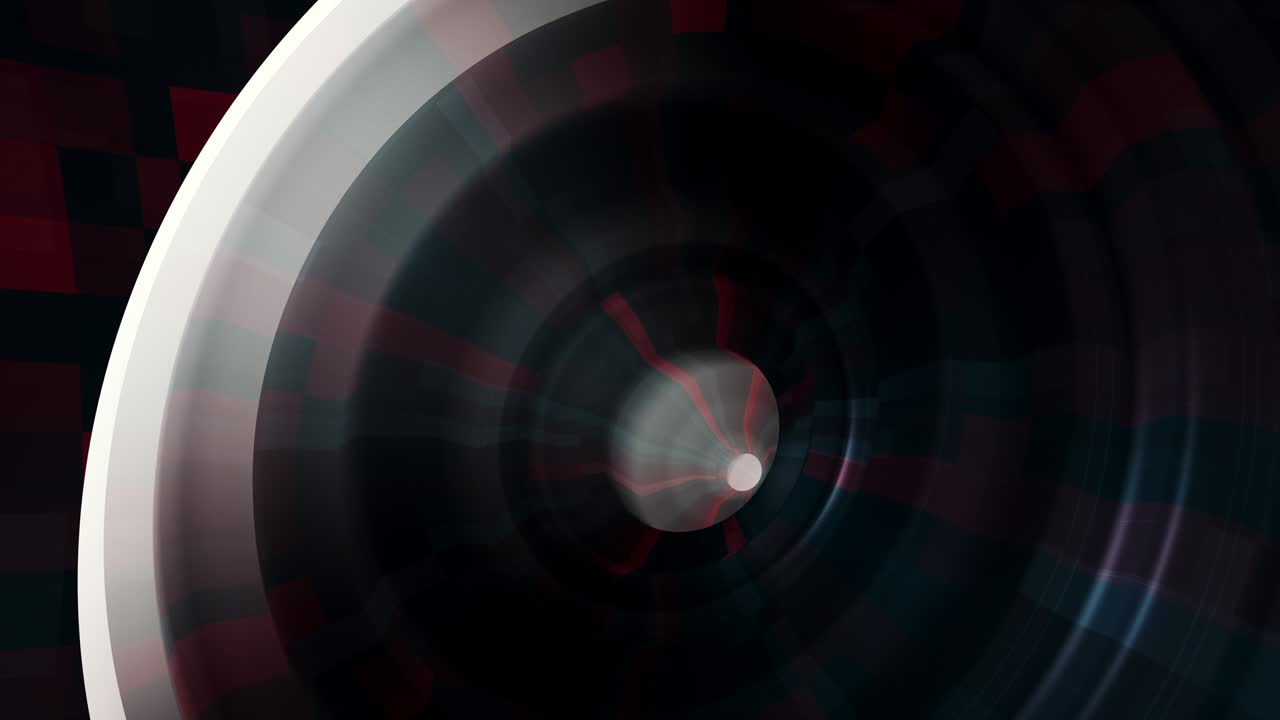 abstract 3d patrón de círculos con el efecto de la onda ondulación desplazamiento animación. 4k rojo oscuro azul superficie digital anillos movimiento de onda para la presentación de negocios, tecnología de fondo de bucle sin costuras.