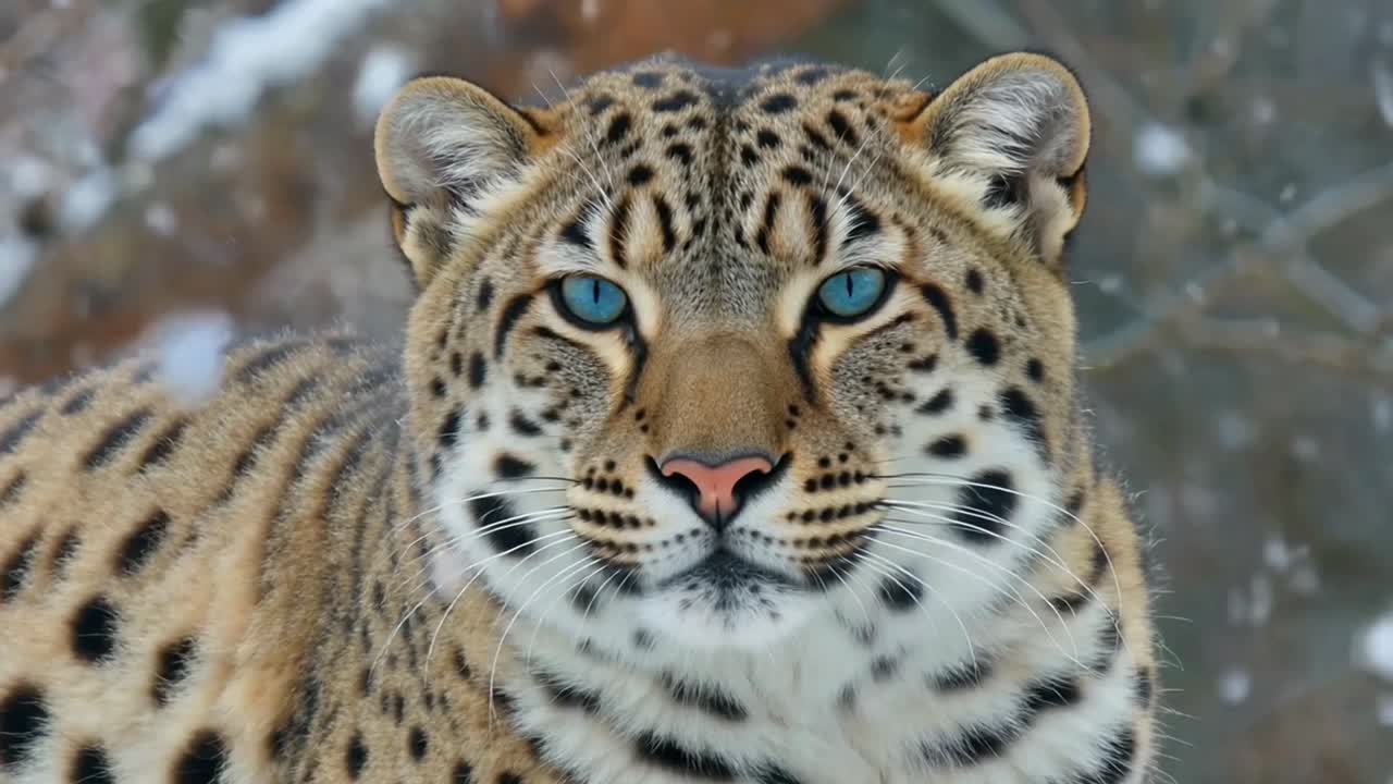 Intense Portrait of a Beautiful Leopard with Striking Blue Eyes