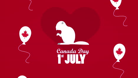 happy canada day celebration with beaver and balloons helium