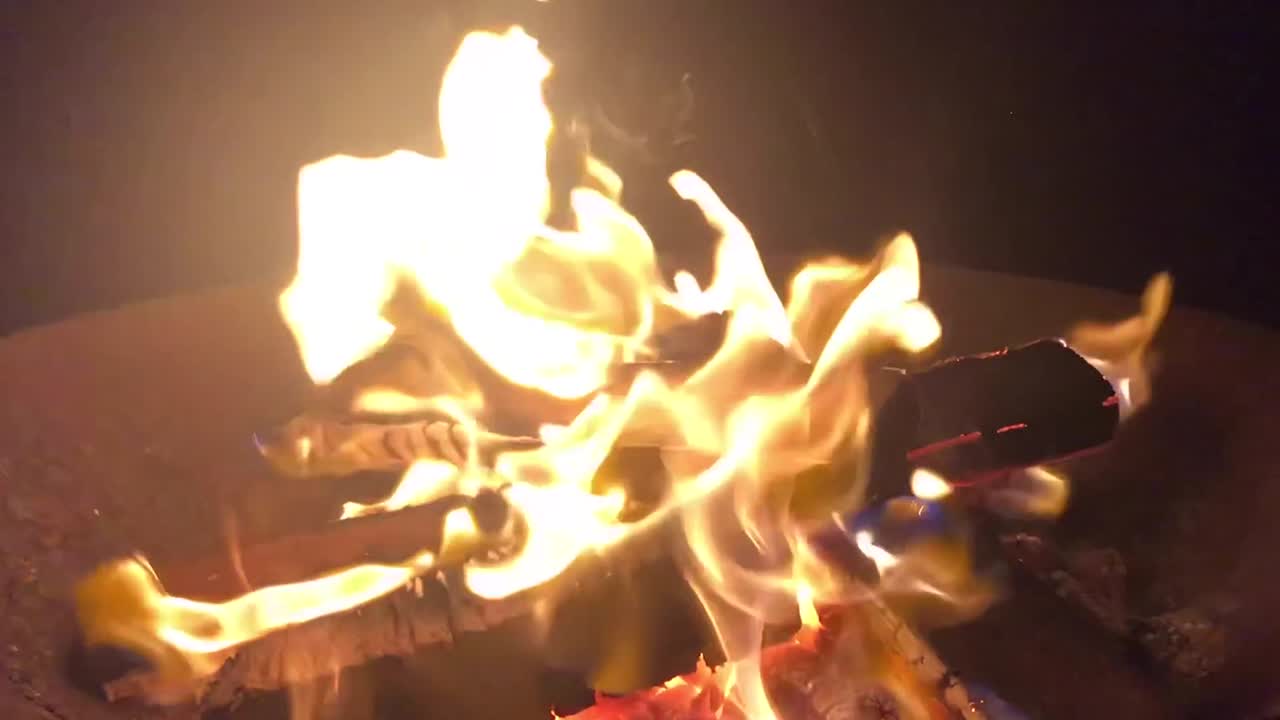 Close-up of a Campfire at Night