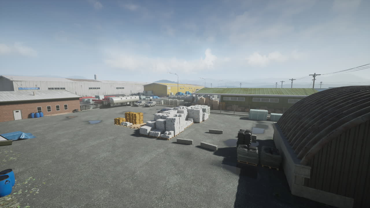 almacén industrial y sitio de construcción