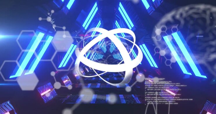 Animation of qr code neon tunnel kaleidoscopic shapes