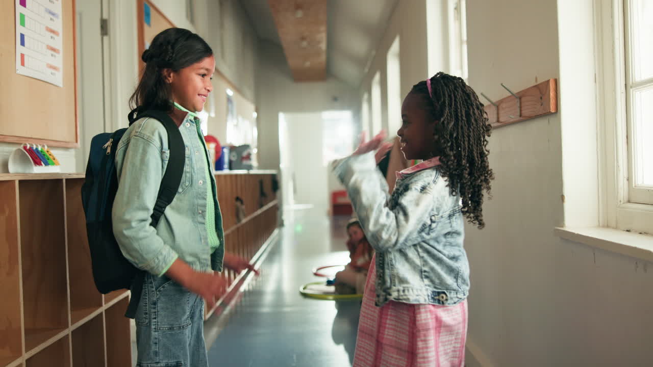 Students Walking Down a School Hallway