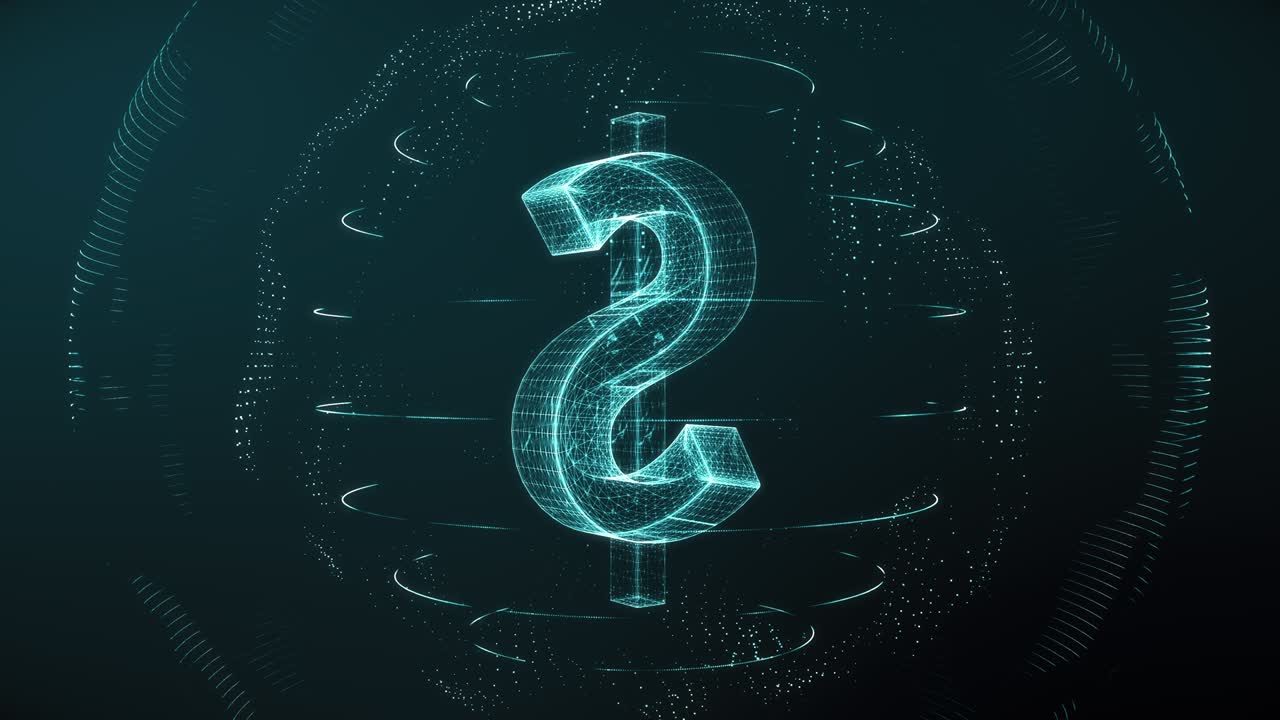 futurista azul digital dólar estadounidense bucle sin costuras concepto de moneda en todo el mundo