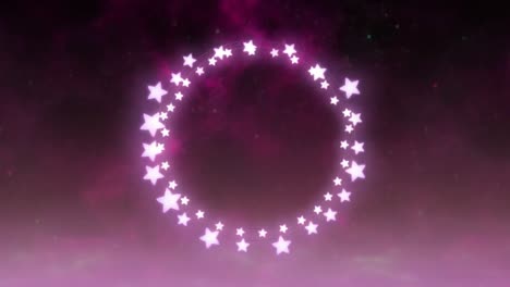 Glowing-circle-of-fairy-lights-on-pink-background
