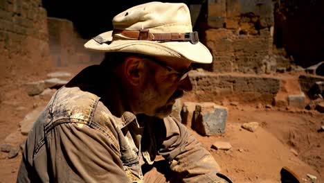 archaeologist at excavation site