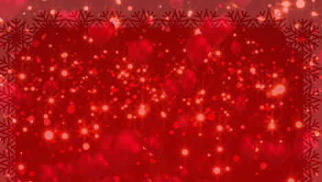 animación de iconos de corazón y puntos de luz sobre un fondo rojo decorativo con espacio de copia.