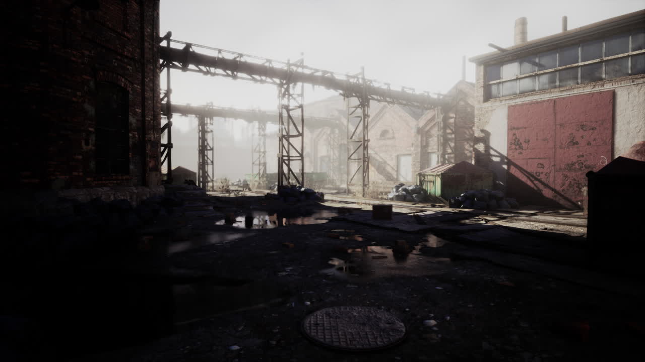 Abandoned Industrial Area in Fog