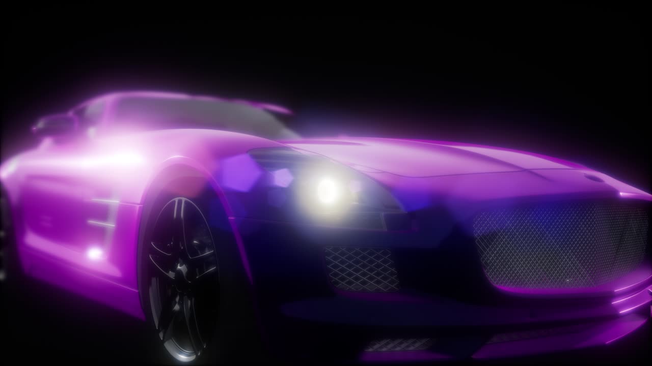 coche deportivo de lujo en un estudio oscuro con luces brillantes