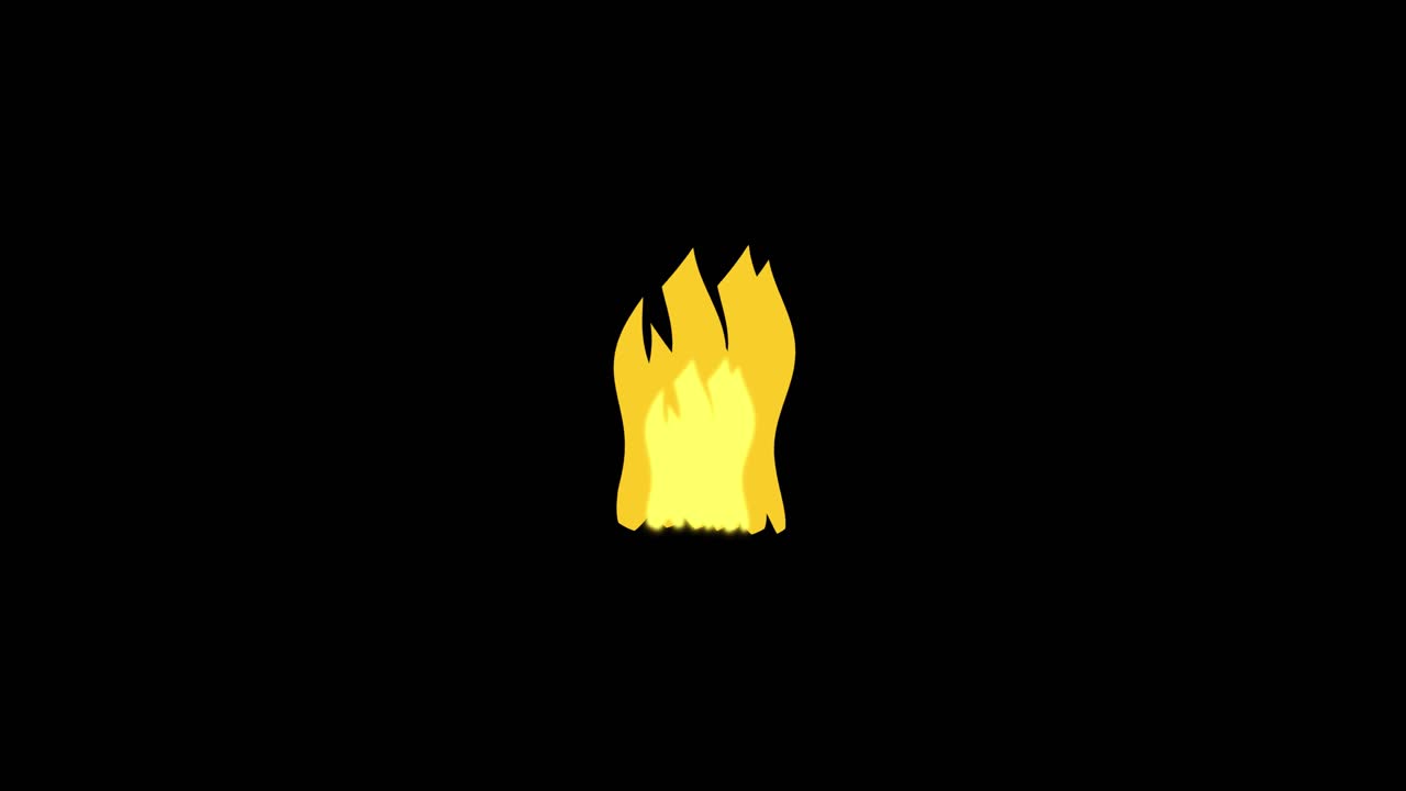 Tegneserie flamme-emoji loop-animation isoleret på sort baggrund